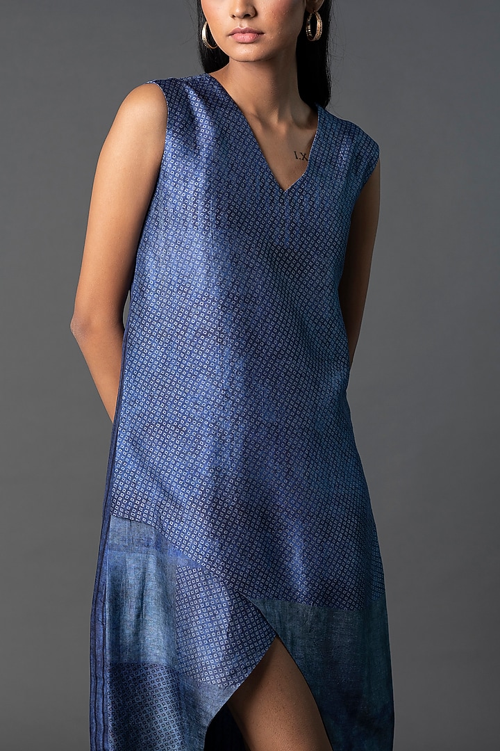 Royal Blue Dupion Silk Crop Jacket Vacation Dress by CLOS at Pernia's Pop Up Shop