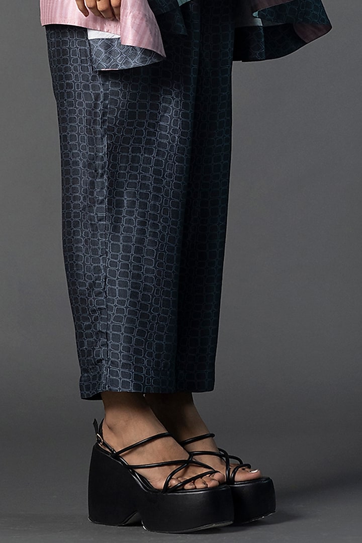 Dark Grey Dupion Silk Printed Co-Ord Set by CLOS at Pernia's Pop Up Shop