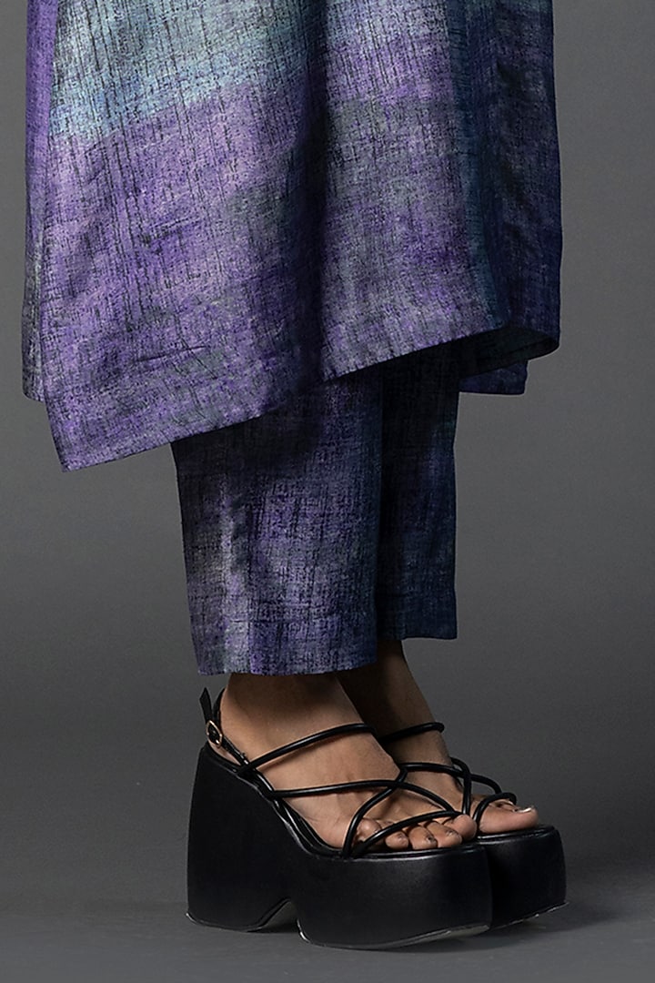 Deep Purple Dupion Silk Ombre Printed Straight Kurta Set by CLOS at Pernia's Pop Up Shop
