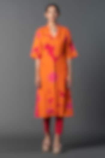 Orange & Pink Japanese Quash Printed Co-Ord Set by CLOS at Pernia's Pop Up Shop