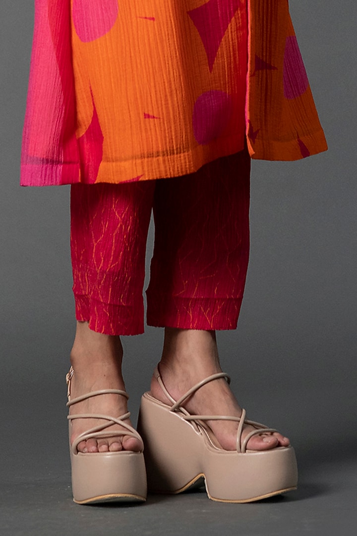 Orange & Pink Japanese Quash Printed Co-Ord Set by CLOS at Pernia's Pop Up Shop