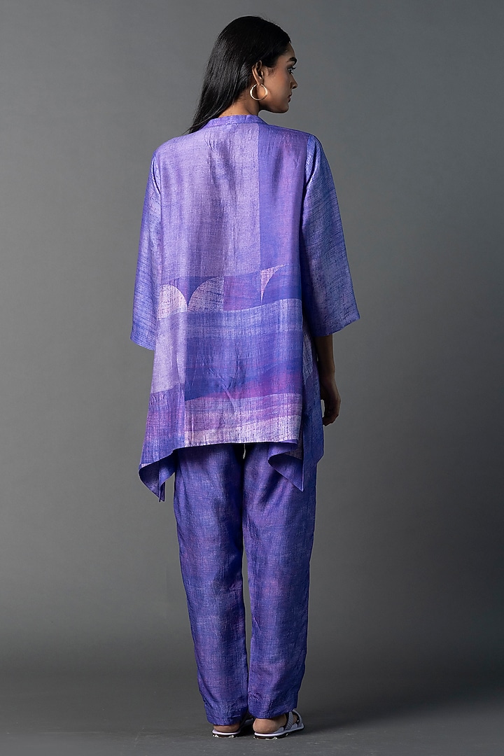 Bright Purple Dupion Silk Printed Co-Ord Set by CLOS at Pernia's Pop Up Shop