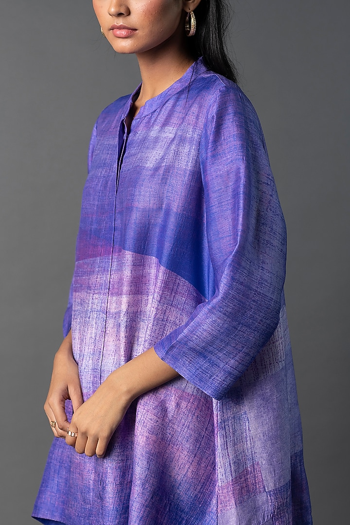 Bright Purple Dupion Silk Printed Co-Ord Set by CLOS at Pernia's Pop Up Shop