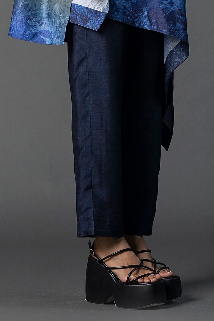 Blue & Orange Dupion Silk Printed Asymmetric Co-Ord Set by CLOS at Pernia's Pop Up Shop
