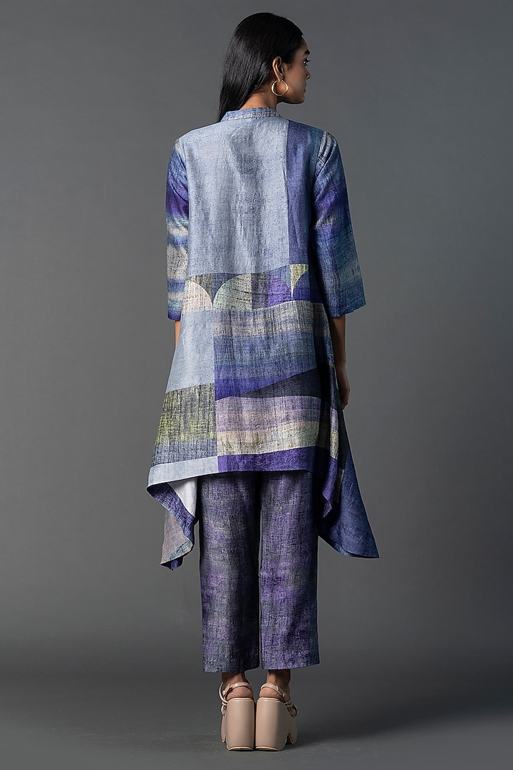 Bright Purple Dupion Silk Printed Tunic Set by CLOS at Pernia's Pop Up Shop