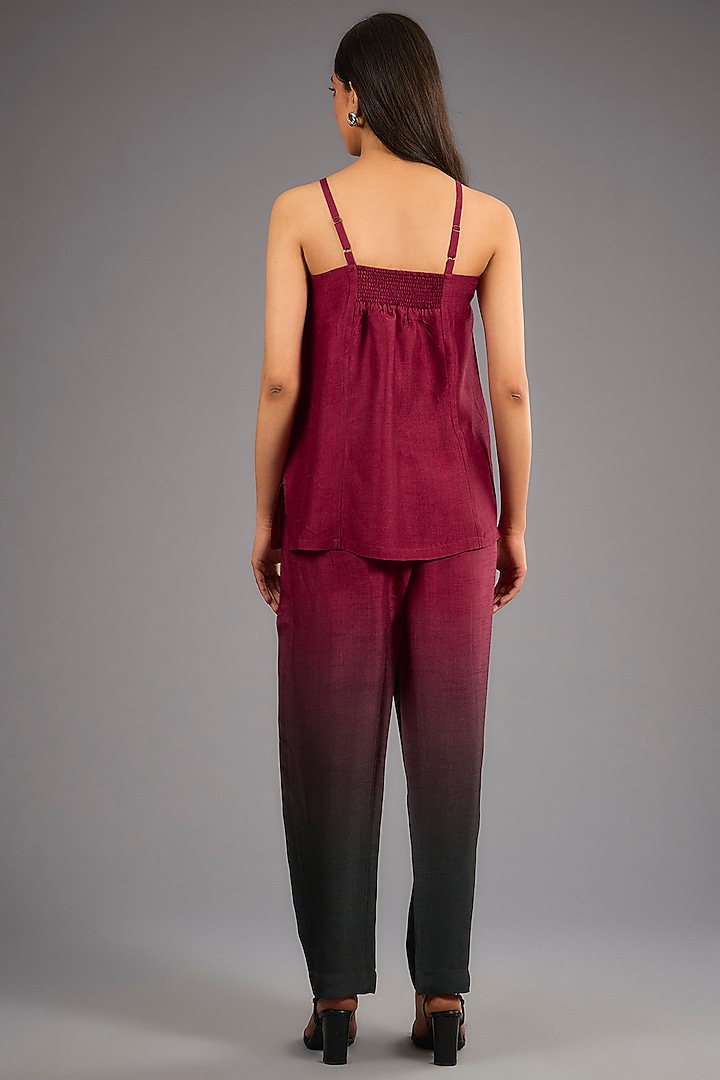 Maroon Dupion Silk Abstract Geometric Printed Kurta Set by CLOS at Pernia's Pop Up Shop