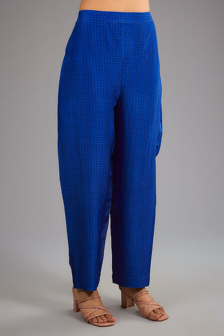 Blue Dupion Silk Printed Kurta Set by CLOS at Pernia's Pop Up Shop