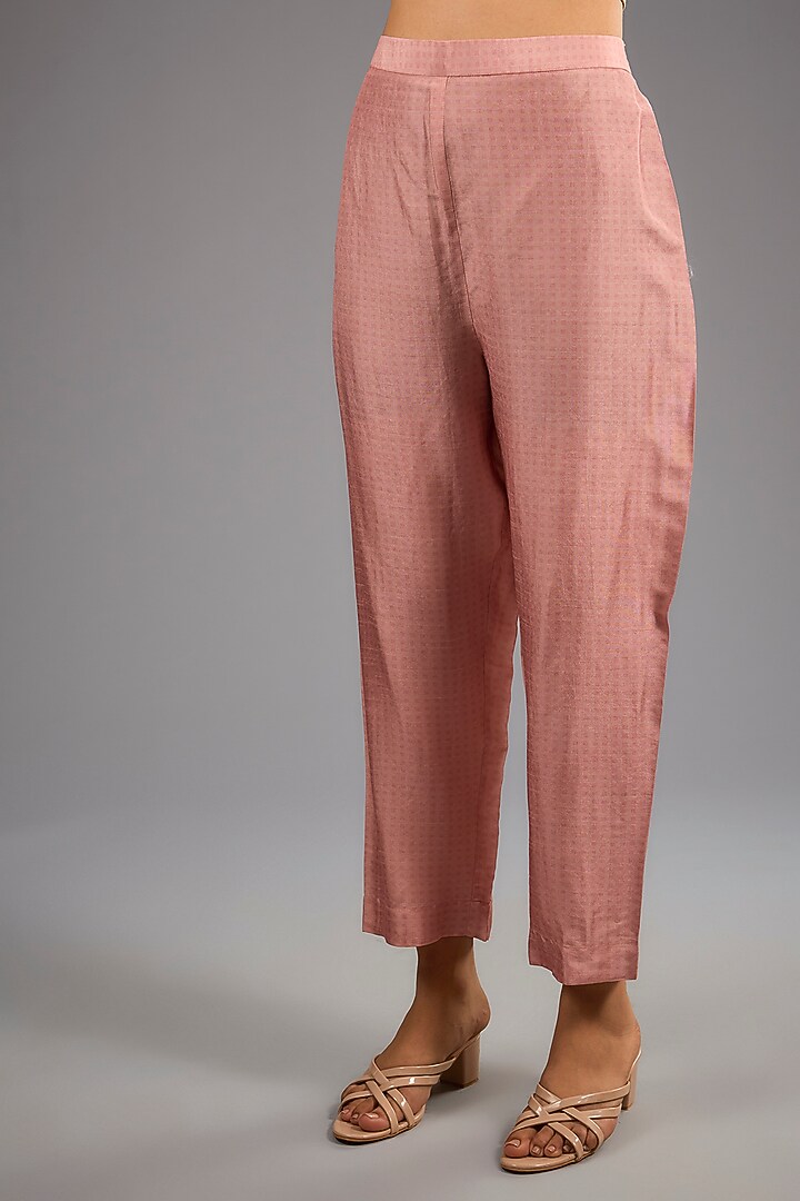 Pink Dupion Silk Abstract Geometric Printed Kurta Set by CLOS at Pernia's Pop Up Shop