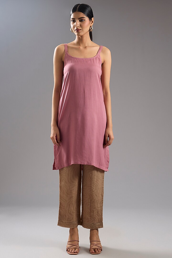 Wine & Cream Shimmer Cupro Abstract Printed Tunic Kurta Set by CLOS at Pernia's Pop Up Shop