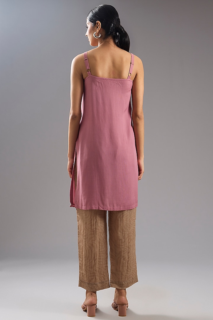Wine & Cream Shimmer Cupro Abstract Printed Tunic Kurta Set by CLOS at Pernia's Pop Up Shop
