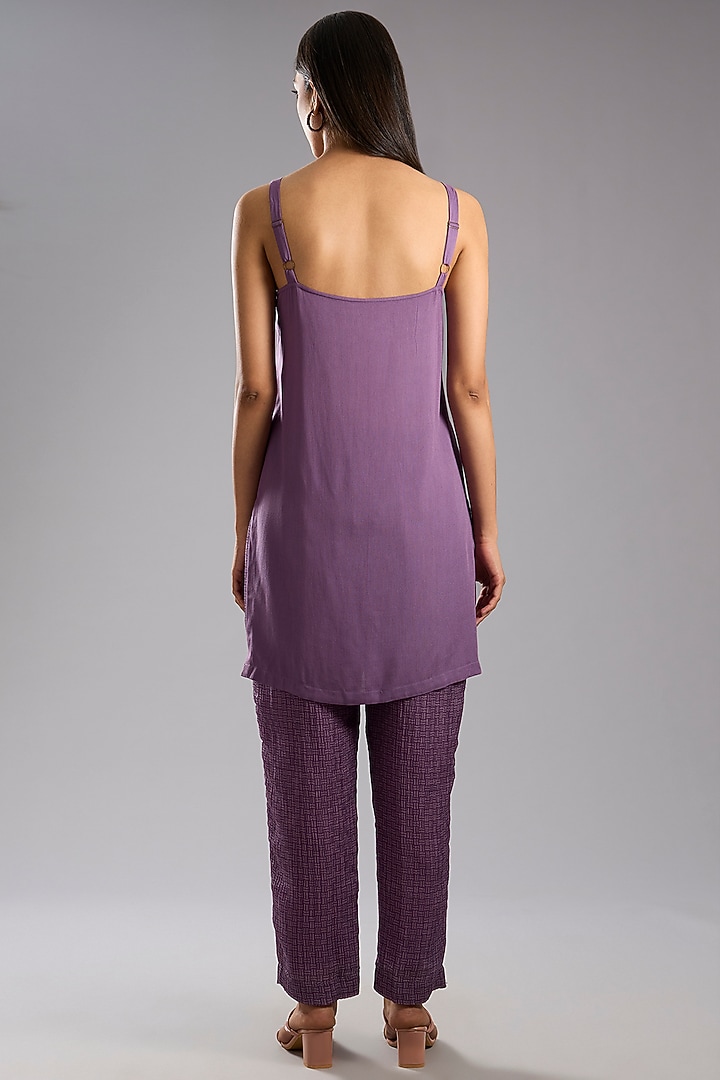 Purple Shimmer Cupro Abstract Printed Tunic Kurta Set by CLOS at Pernia's Pop Up Shop