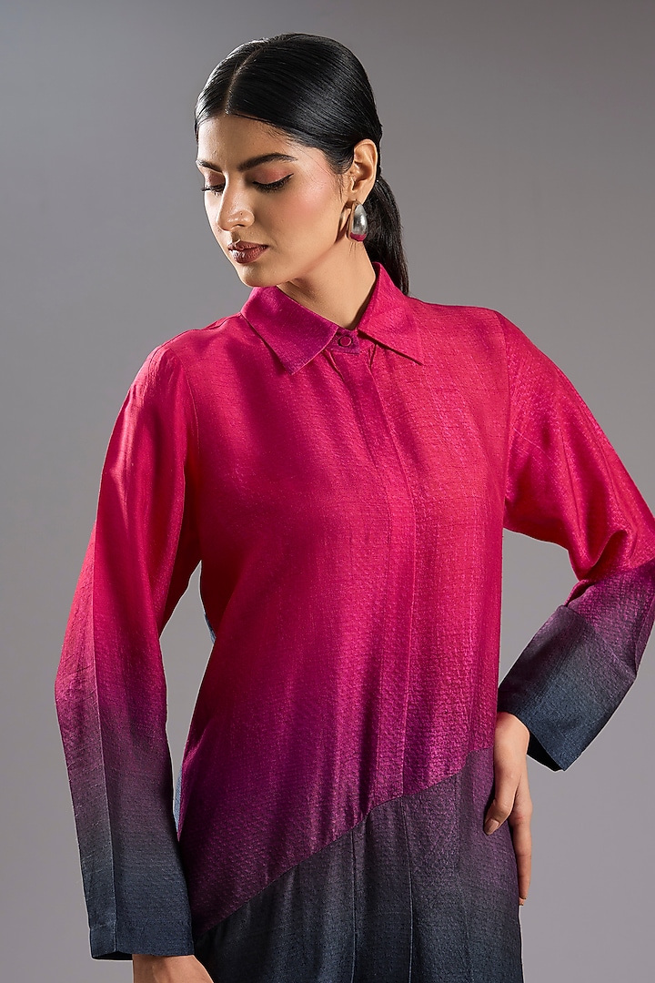 Red & Black Dupion Silk Abstract Printed Tunic Kurta Set by CLOS at Pernia's Pop Up Shop
