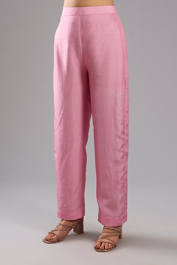Pink Dupion Silk Abstract Printed Tunic Kurta Set by CLOS at Pernia's Pop Up Shop