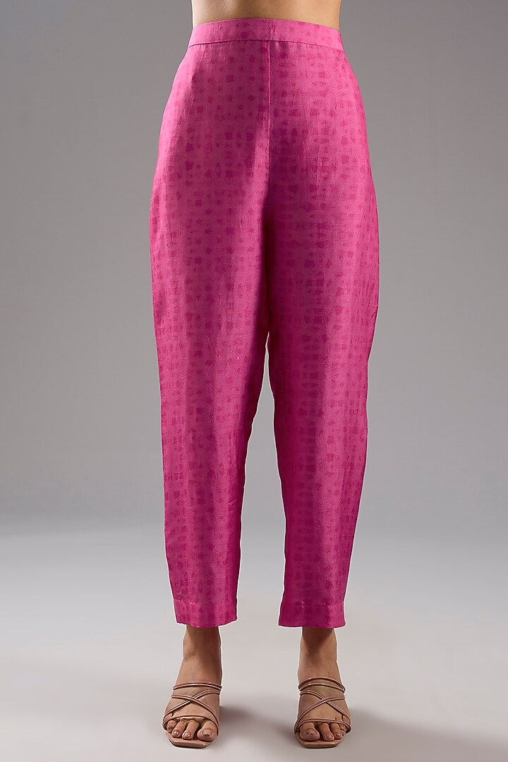 Pink Dupion Silk Abstract Printed Tunic Kurta Set by CLOS at Pernia's Pop Up Shop