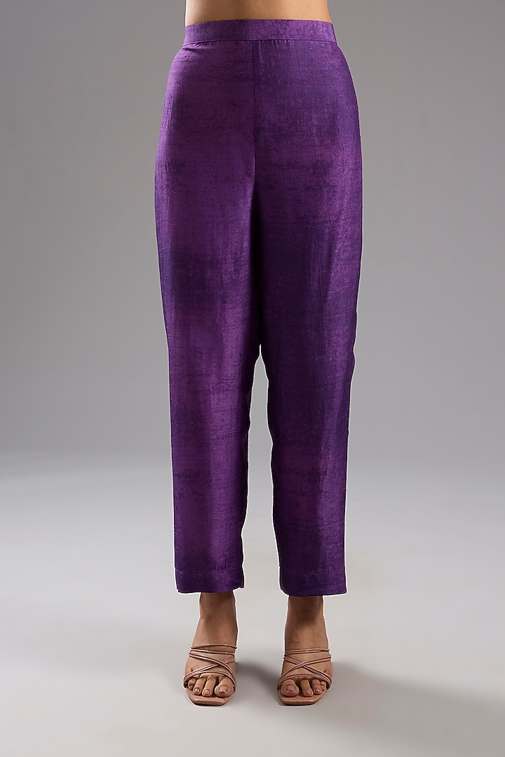 Purple Dupion Silk Abstract Printed Tunic Kurta Set by CLOS at Pernia's Pop Up Shop
