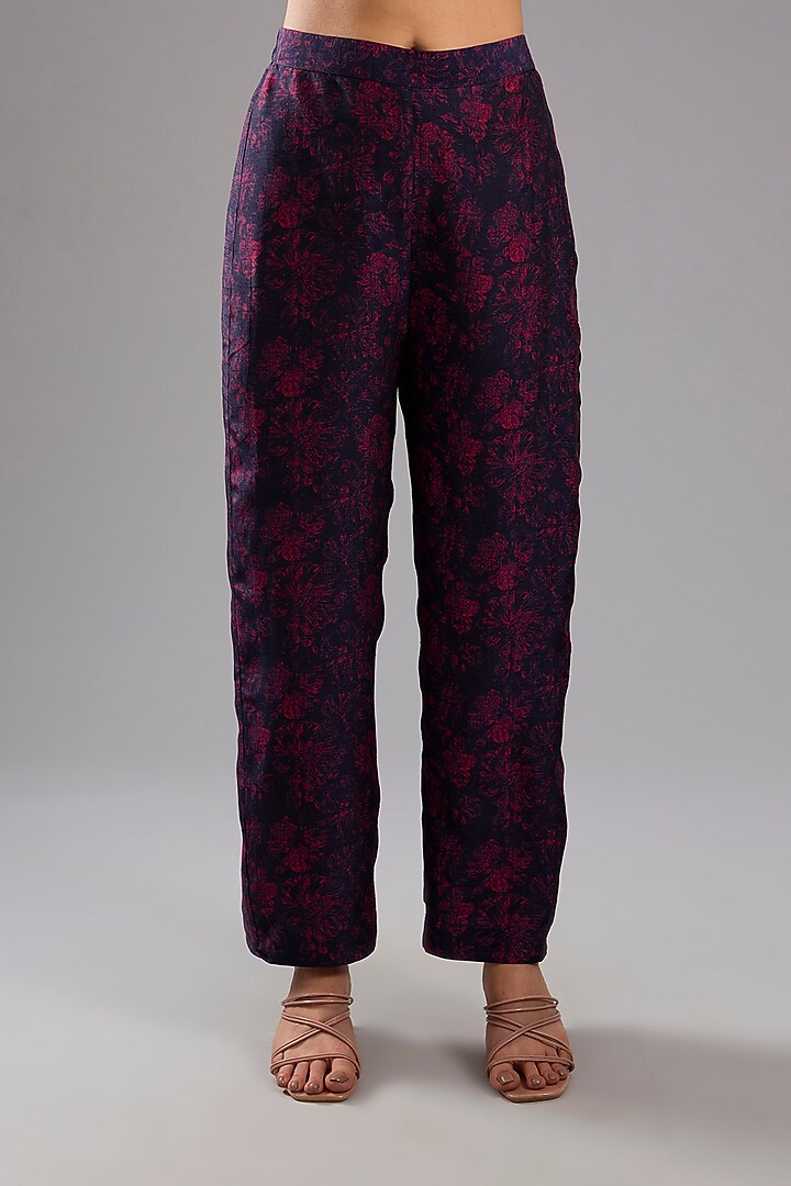 Maroon Dupion Silk Abstract Printed Tunic Kurta Set by CLOS at Pernia's Pop Up Shop