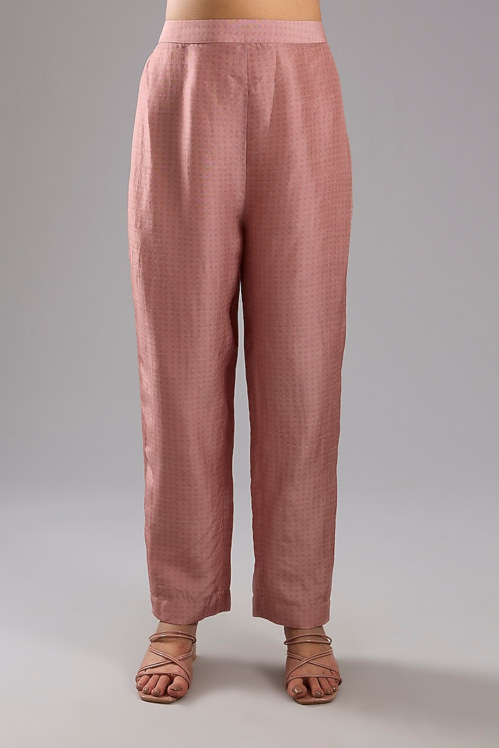 Pink Dupion Silk Abstract Printed Tunic Kurta Set by CLOS at Pernia's Pop Up Shop