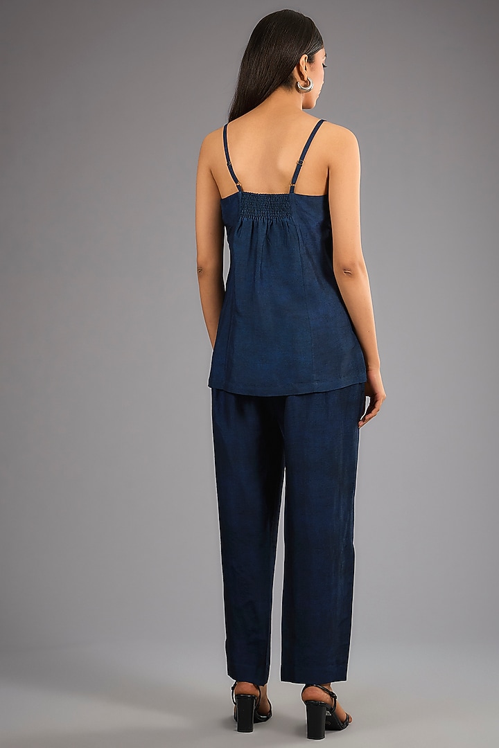 Blue Dupion Silk Abstract Geometric Printed Kurta Set by CLOS at Pernia's Pop Up Shop