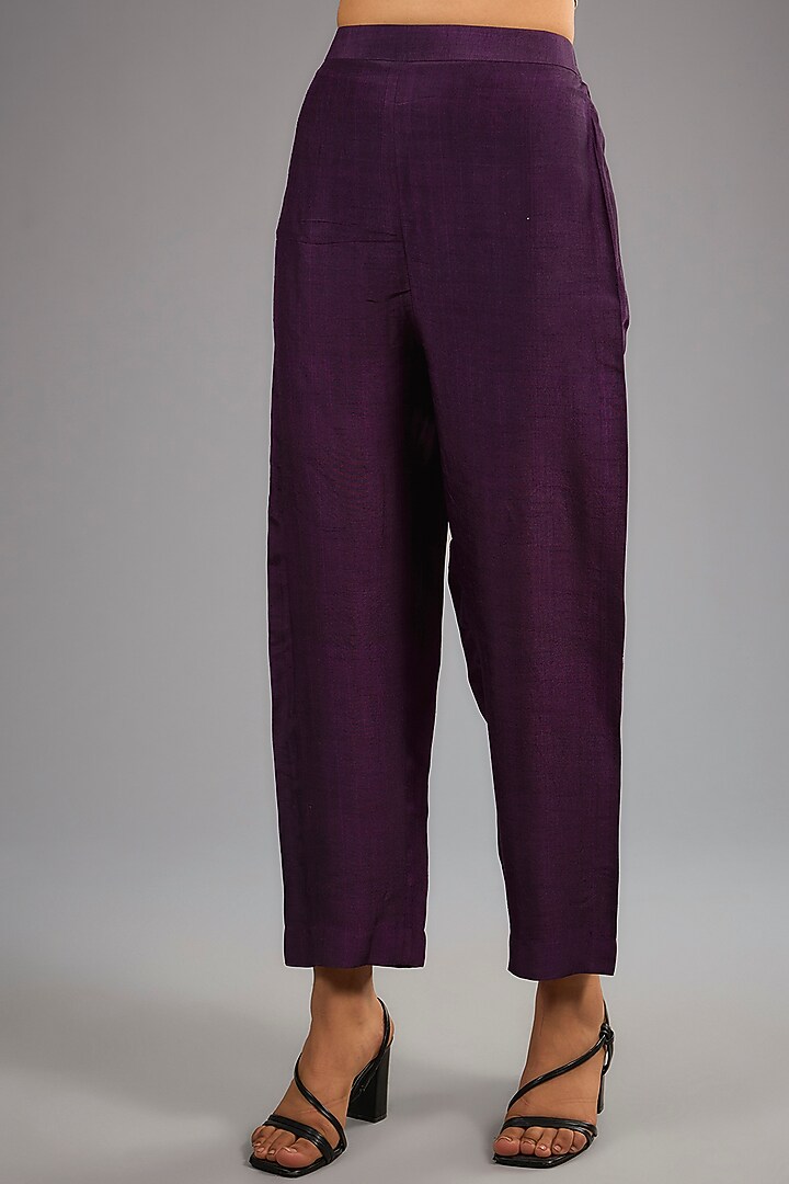 Wine Dupion Silk Abstract Printed Kurta Set by CLOS at Pernia's Pop Up Shop