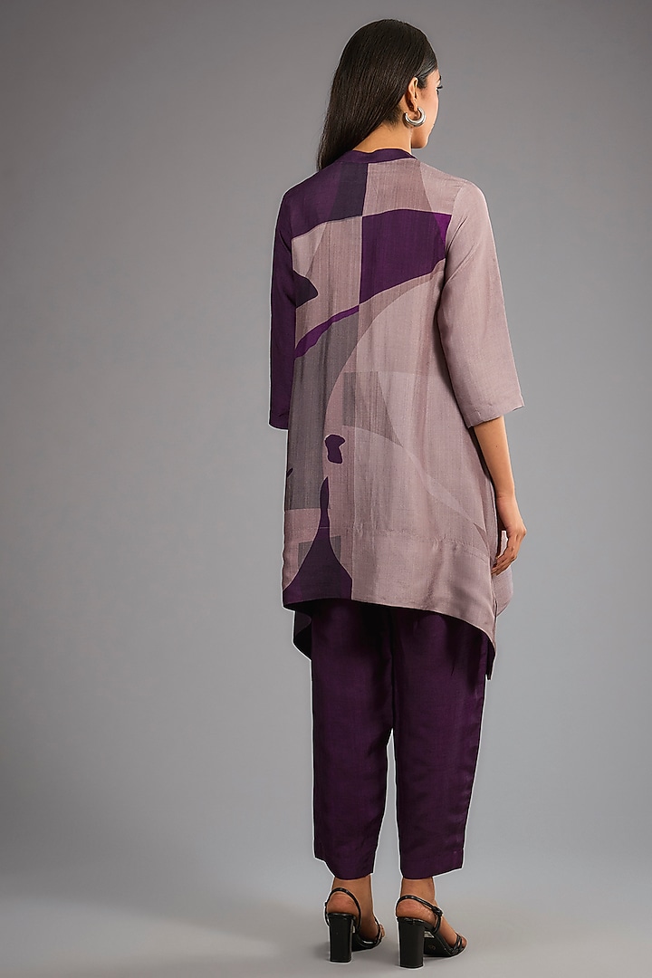 Wine Dupion Silk Printed Kurta Set by CLOS at Pernia's Pop Up Shop