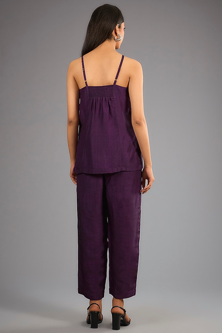 Wine Dupion Silk Abstract Geometric Printed Kurta Set by CLOS at Pernia's Pop Up Shop