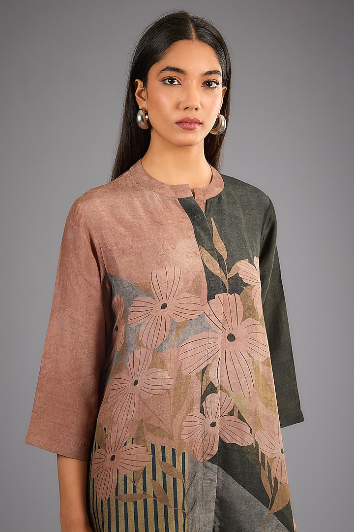 Beige Dupion Silk Printed Kurta Set by CLOS at Pernia's Pop Up Shop