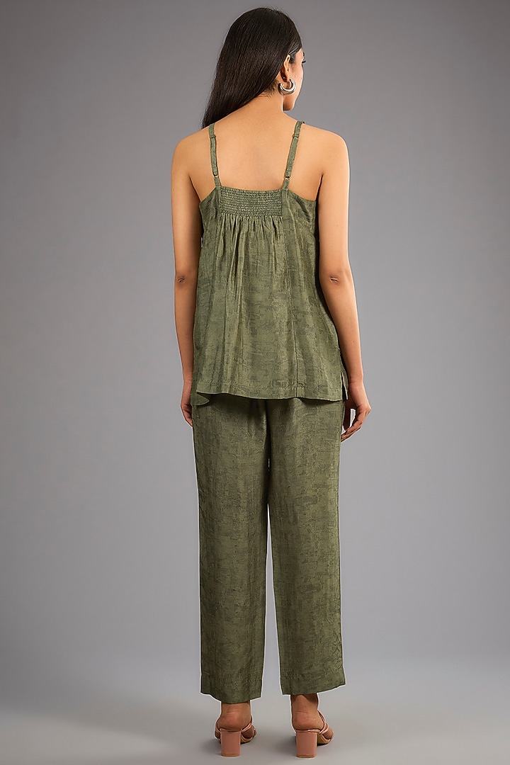 Green Dupion Silk Abstract Geometric Printed Kurta Set by CLOS at Pernia's Pop Up Shop