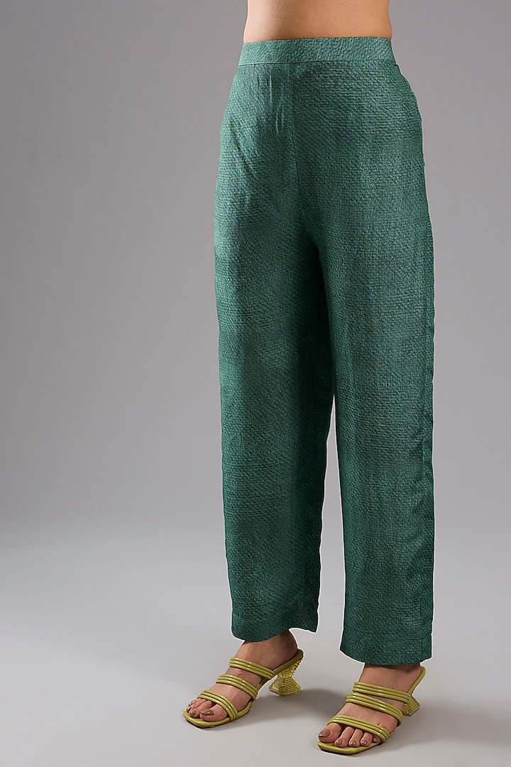 Green Dupion Silk Abstract Printed Tunic Kurta Set by CLOS at Pernia's Pop Up Shop