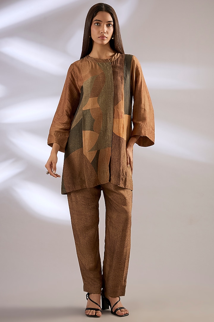 Brown Dupion Silk Kurta Set by CLOS at Pernia's Pop Up Shop