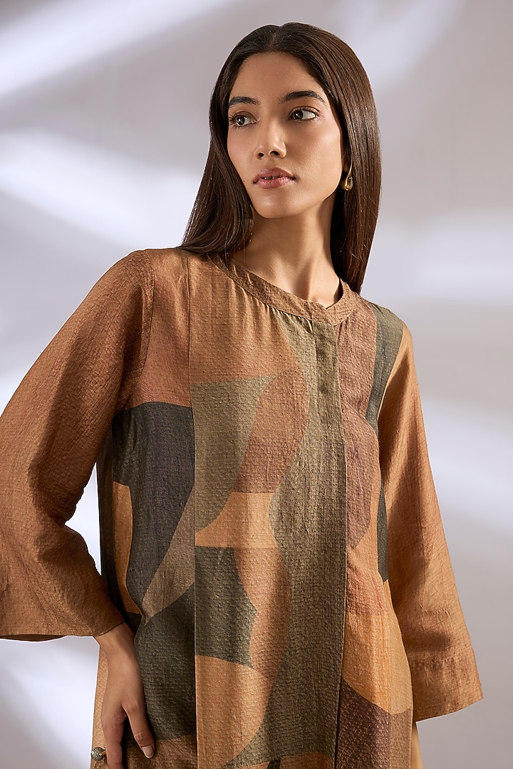 Brown Dupion Silk Kurta Set by CLOS at Pernia's Pop Up Shop
