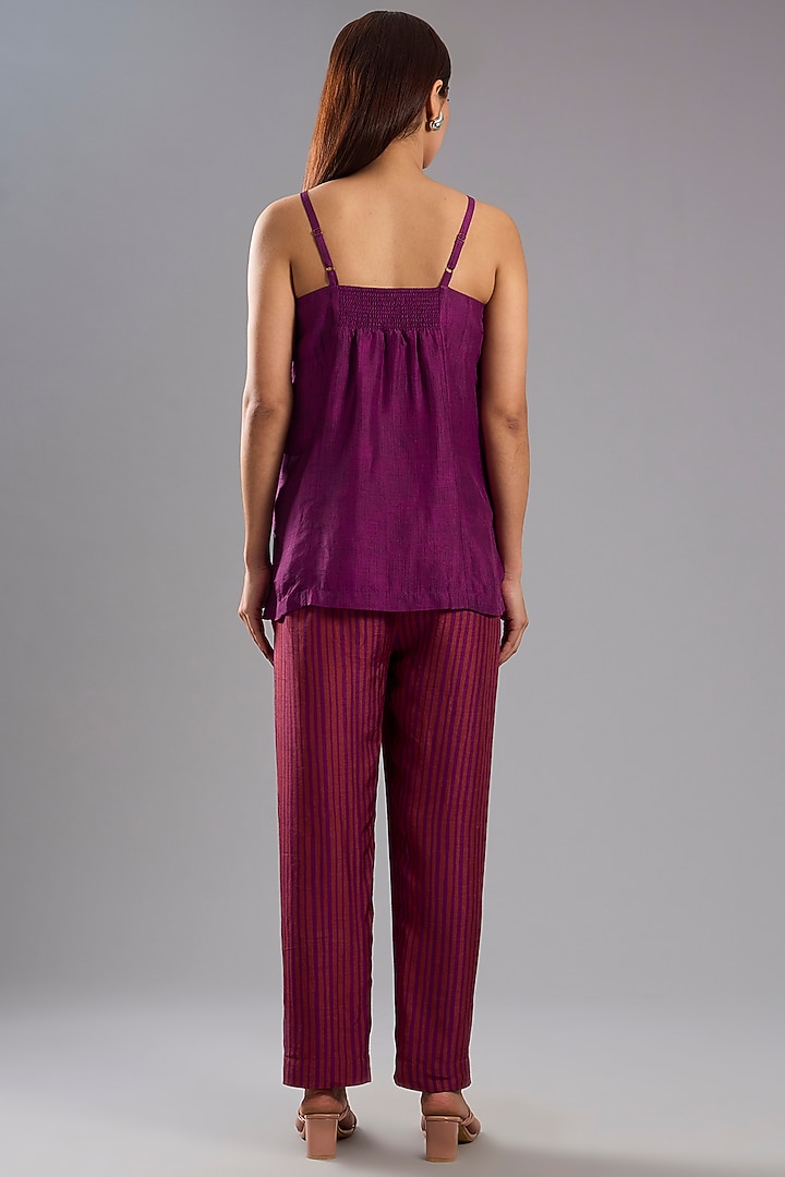 Wine Dupion Silk Abstract Printed Kurta Set by CLOS at Pernia's Pop Up Shop