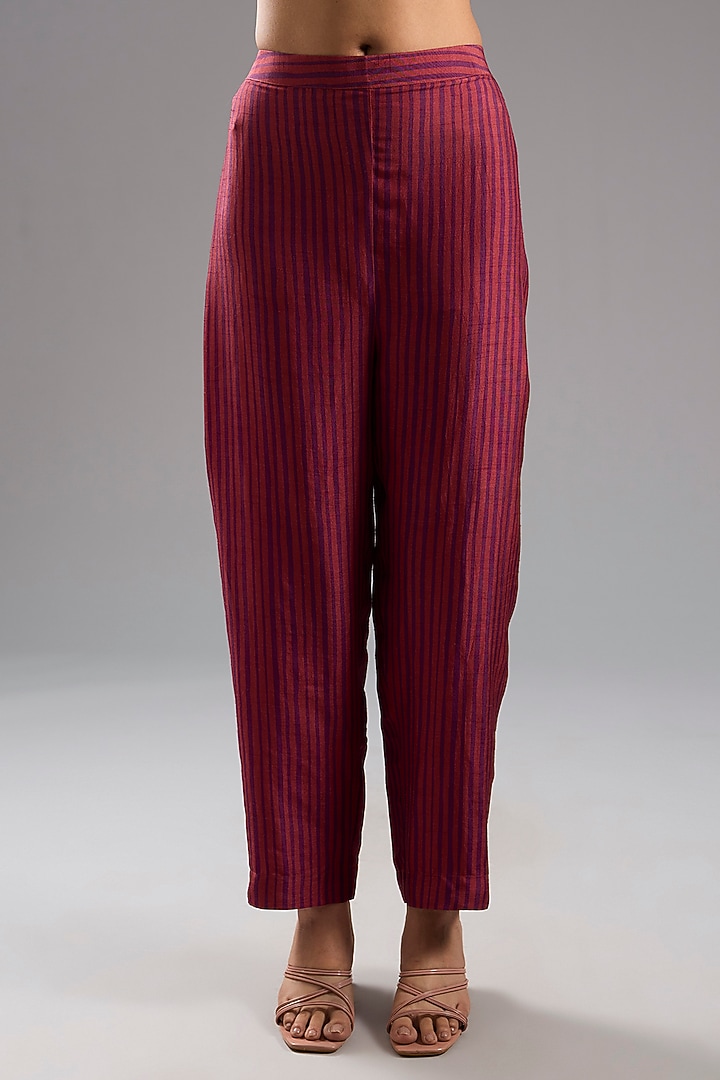 Wine Dupion Silk Abstract Printed Kurta Set by CLOS at Pernia's Pop Up Shop