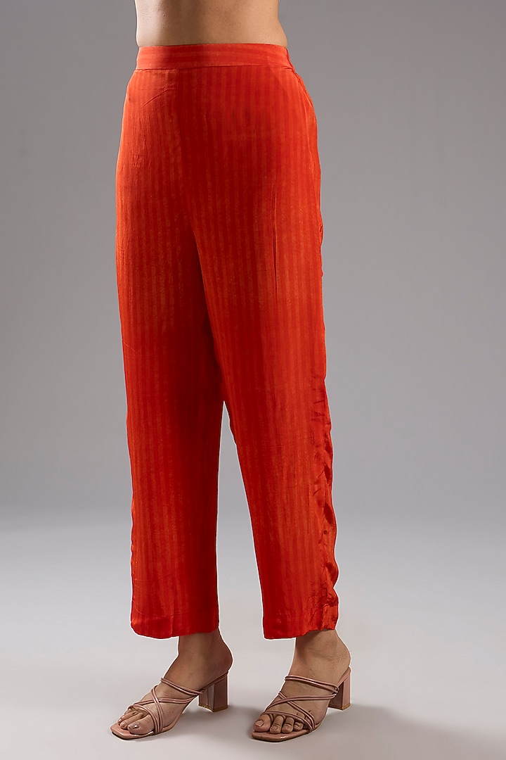 Red Silk Crepe Abstract Printed Kurta Set by CLOS at Pernia's Pop Up Shop
