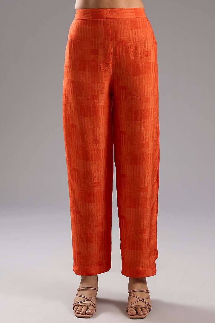 Red Silk Crepe Abstract Printed Kurta Set by CLOS at Pernia's Pop Up Shop