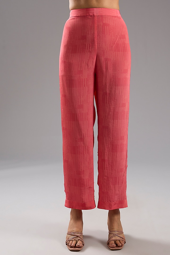 Red Silk Crepe Abstract Printed Tunic Kurta Set by CLOS at Pernia's Pop Up Shop