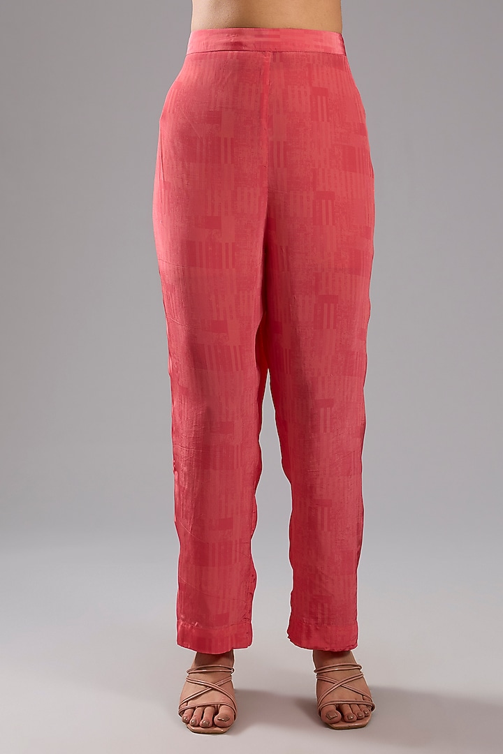 Red Silk Crepe Abstract Printed Tunic Kurta Set by CLOS at Pernia's Pop Up Shop