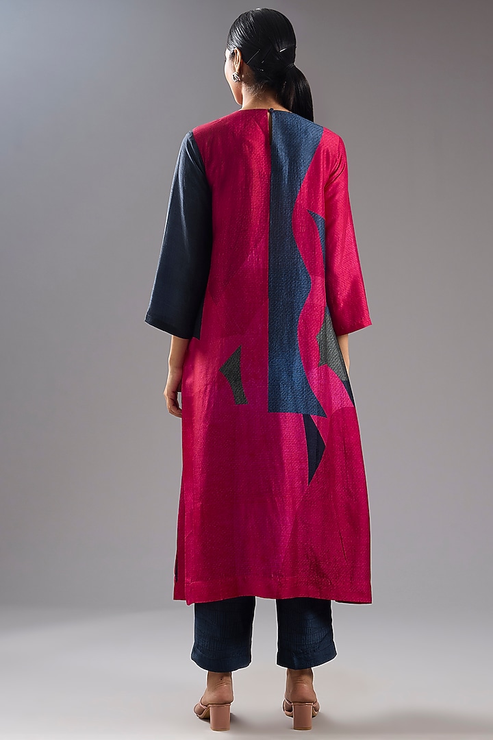 Multi-Colored Dupion Silk Abstract Printed Tunic Kurta Set by CLOS at Pernia's Pop Up Shop