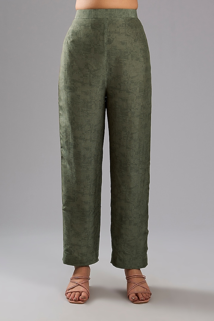 Green Dupion Silk Abstract Printed Tunic Kurta Set by CLOS at Pernia's Pop Up Shop
