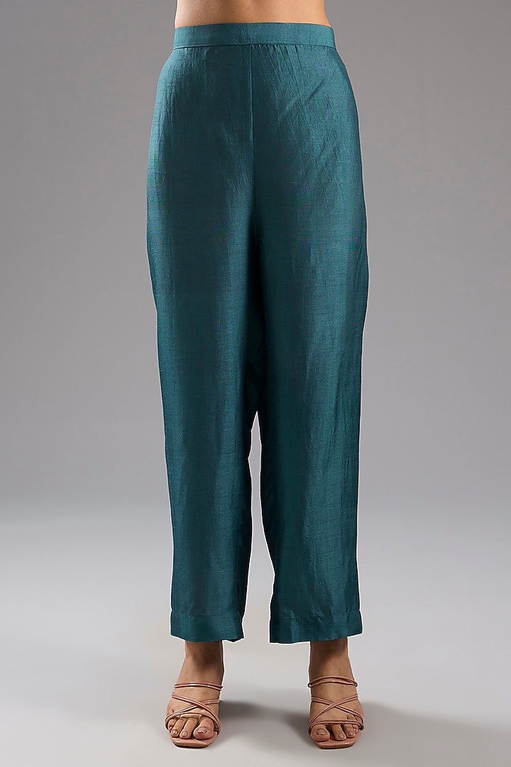 Green Dupion Silk Abstract Printed Kurta Set by CLOS at Pernia's Pop Up Shop