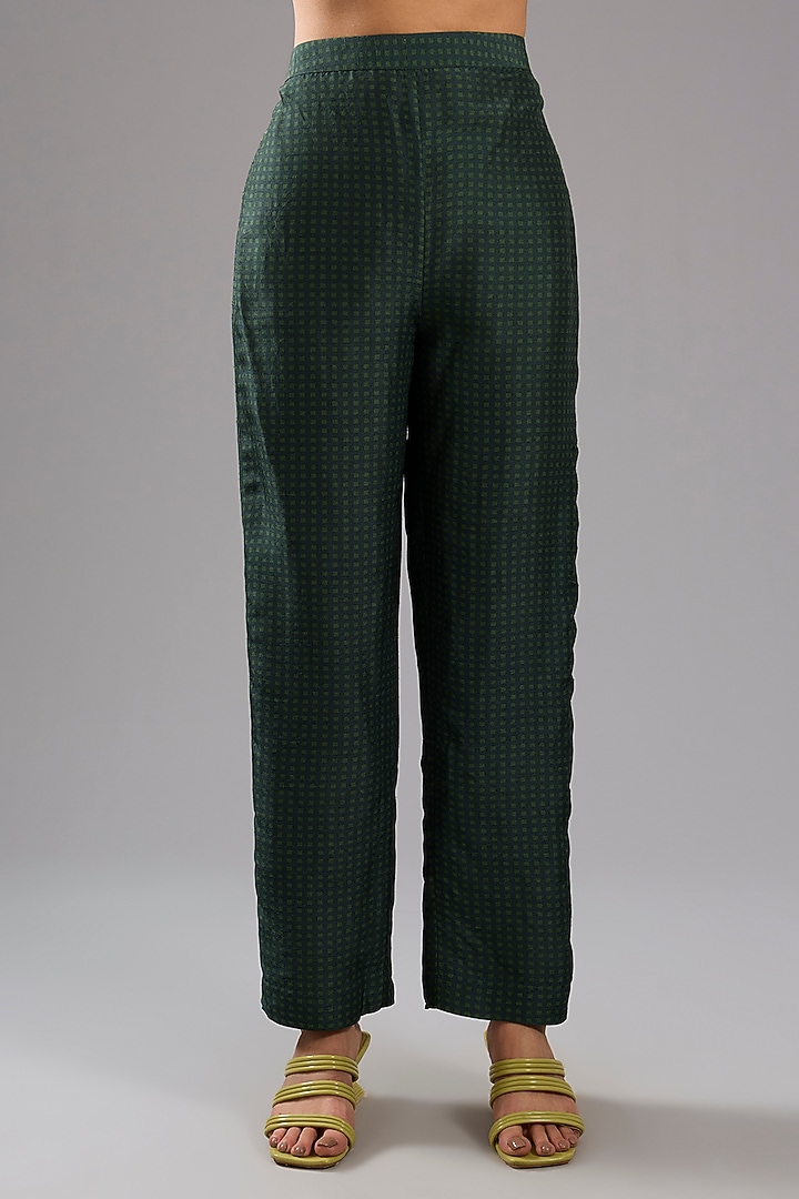 Green Dupion Silk Abstract Printed Tunic Kurta Set by CLOS at Pernia's Pop Up Shop