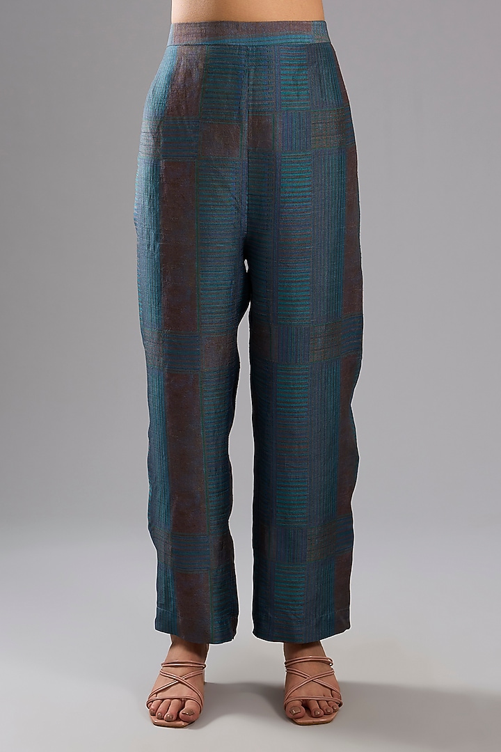 Blue Dupion Silk Abstract Printed Kurta Set by CLOS at Pernia's Pop Up Shop