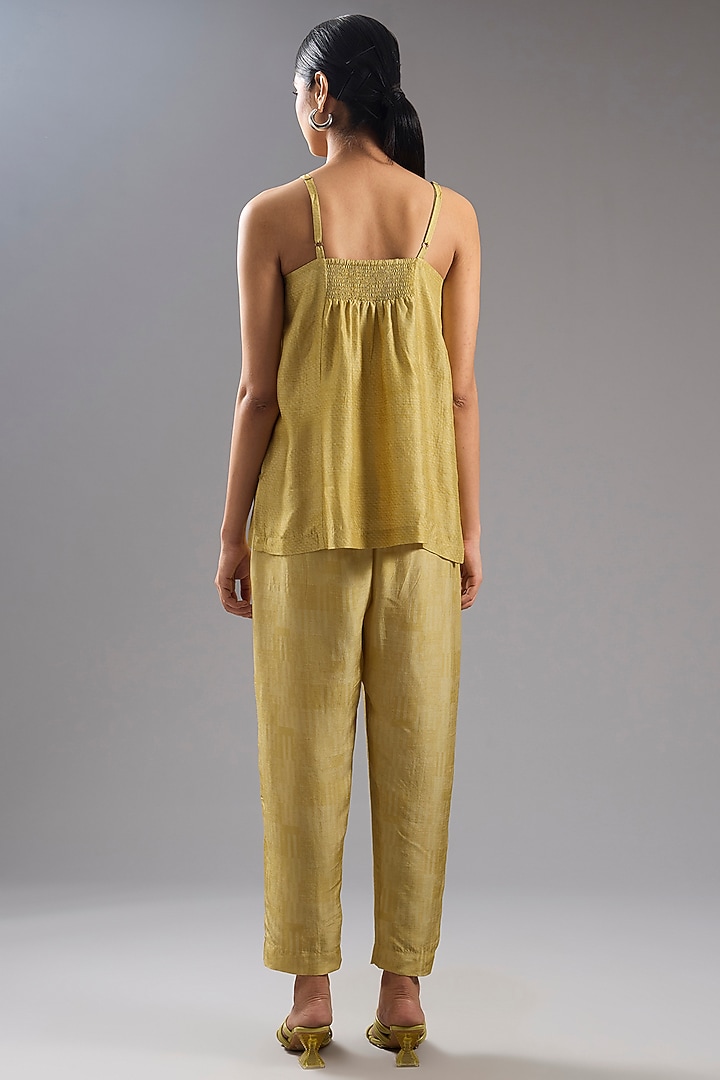 Yellow Dupion Silk Abstract Printed Tunic Kurta Set by CLOS at Pernia's Pop Up Shop