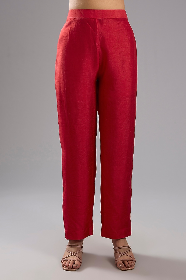 Red Silk Crepe Abstract Printed Tunic Kurta Set by CLOS at Pernia's Pop Up Shop