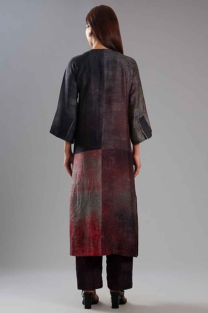 Multi-Colored Dupion Silk Abstract Printed Kurta Set by CLOS at Pernia's Pop Up Shop
