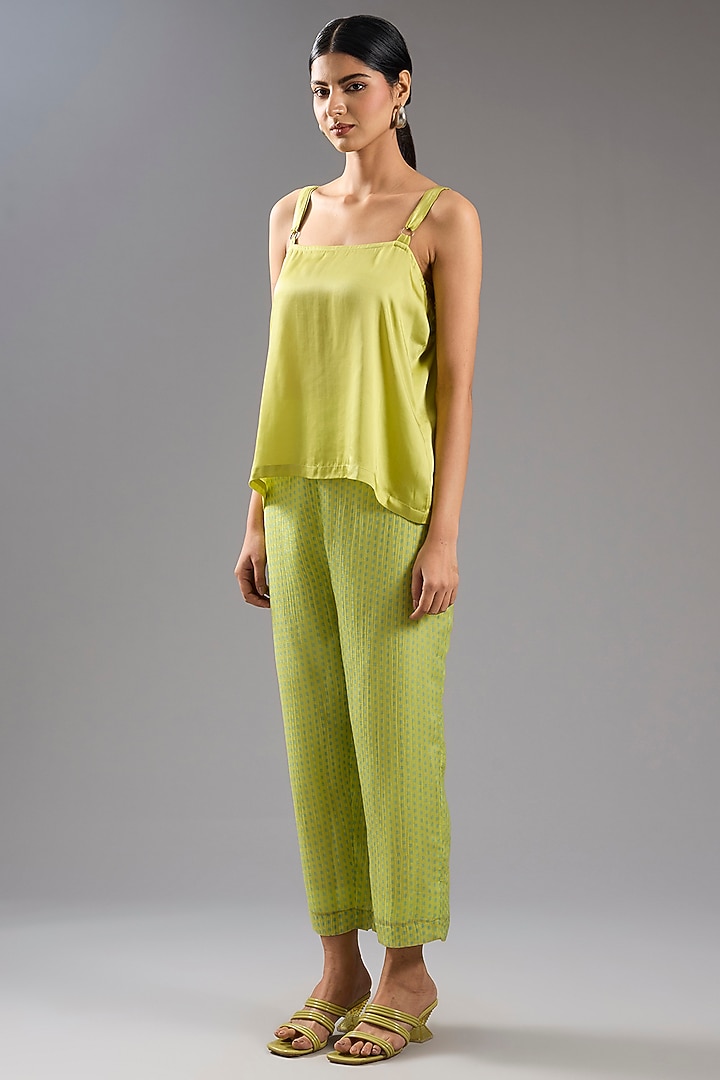 Yellow Shimmer Cupro Abstract Printed Tunic Kurta Set by CLOS at Pernia's Pop Up Shop