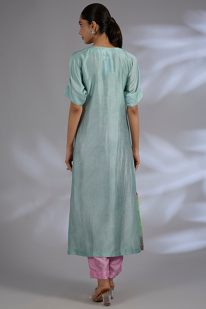 Multi-Colored Dupion Silk Kurta Set by CLOS at Pernia's Pop Up Shop