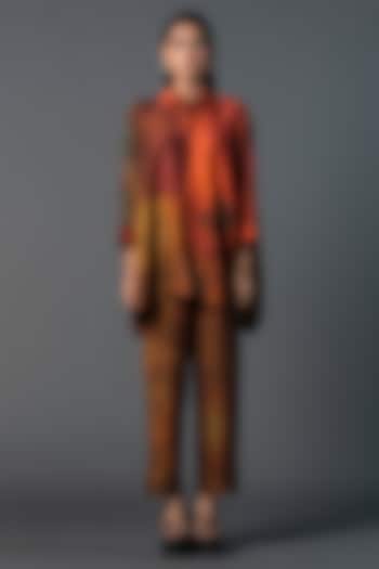 Orange & Brown Dupion Silk Co-Ord Set by CLOS at Pernia's Pop Up Shop