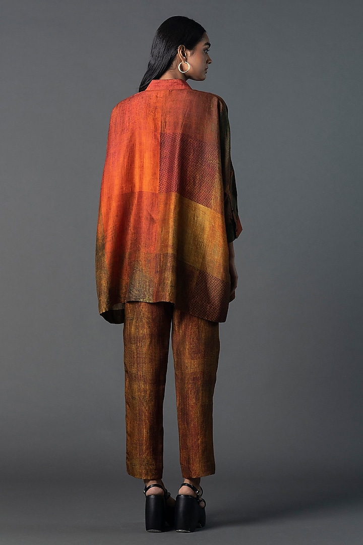 Orange & Brown Dupion Silk Co-Ord Set by CLOS at Pernia's Pop Up Shop
