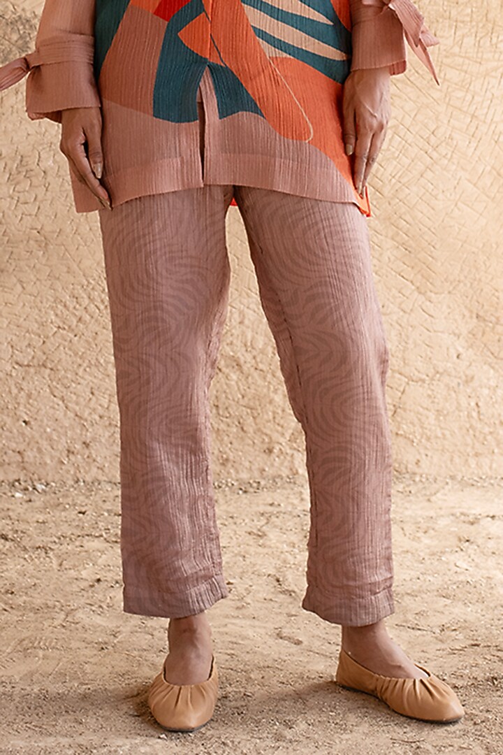 Light Brown Japanese Fabric & Shimmer Cupro Wrinkle Co-Ord Set by CLOS at Pernia's Pop Up Shop