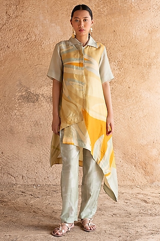 Mint Green Dupion Silk Co-Ord Set by CLOS